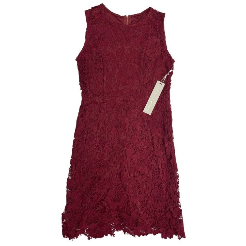 RYAN MICHELLE New With Tags Burgundy Lace Dress Size Large 40” Long Zipper Back